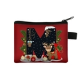 Christmas letter M coin purse with festive reindeer and gift patterns on red canvas - Letter M