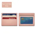 Pink multi-slot faux leather card holder with clear ID window and fine stitching detail - 4 Slots Window Style / Pink