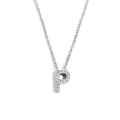 Collana minimalista in acciaio argento con ciondolo a forma di lettera P con cristalli - Colore Acciaio-Lettera P