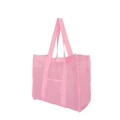 Pink large-capacity mesh beach bag with breathable side pockets for toy storage - Square 3D Mesh Toiletry Bag Pink