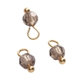 Three gray faceted glass bead charms with golden metal loops for DIY jewelry making - Round Bead / Gray
