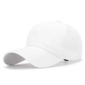 White quick-dry baseball cap with laser-perforated side panels for breathability - Adjustable / White