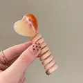 Cute amber textured heart spiral hair ring in warm orange for girls and toddlers - Pink Heart/Beige Spiral