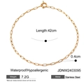 18k gold plated stainless steel paperclip chain necklace 42cm length 0.4cm width - Simple Bold Chain