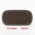 Dark brown oval PU leather bag base with 75 holes and gold studs for DIY knitting - Dark Brown