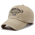 Beige washed cotton baseball cap with black New York City embroidery in vintage style - Adjustable / Khaki