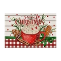 Linen Christmas placemat with Sweet Christmas gingerbread and festive mug print - Sweet Christmas / Waterproof Linen