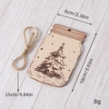 Mason jar shaped wooden Christmas ornament with tree carving and natural twine - Starry Christmas Tree Pattern (GJ09F)