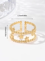 Adjustable golden titanium steel open ring featuring star charms and beaded texture - Adjustable Open / Gold Double Layer Star Bead (W100-2)