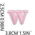 Pink embroidered letter W patch for clothing, mini size 1.5 inches wide with white border - W (Pink)