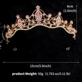 Elegante tiara in oro rosa con cristalli rosa, dimensioni di 15 cm di larghezza e 4 cm di altezza - Corona Singola / Oro Zircone Rosa