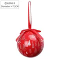 Red Christmas foam ball ornament with white painted trees and 7.2cm ribbon hanger - Red Base White Tree Ball