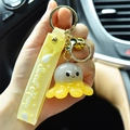 Cute luminous octopus keychain with yellow Sweet Honey silicone strap - Gray