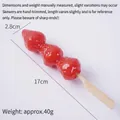 Realistic artificial strawberry candy hawthorn skewer model with glossy syrup finish - Red Strawberry Candied Fruit Skewer