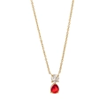 Collana vintage placcata oro 18K con ciondolo in zircone rosso a forma di pera e pietra natale - Gennaio Rosso