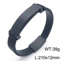 Men's black braided stainless steel bracelet with curved metal plate 210x12mm size - Style A Full Black Polished Surface (KB189974-KFC)