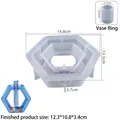 Moule en silicone pour vase cœur hexagonal avec dimensions et échantillon en résine bleue - Moule de Vase Hexagonal
