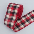Détail d'un ruban en faux lin à carreaux rouges et noirs pour décorations de Noël DIY - Carreaux en Faux Lin Multicolore / 5cm*5 Yards