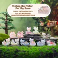 Mini fox figurine blind box in colorful gradient resin on mossy forest rock - Nine Tailed Fox Crystal Stone Full Set Box - 8 Pcs