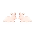 Close-up of rose gold rabbit silhouette stud earrings with polished mirror finish - Minimalist Solid Style (163) / Rose Gold