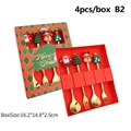 4-piece Christmas stainless steel spoon and fork set in a festive red gift box - Gold MP - Figure E Spoon & Fork 4pcs Xmas Red Box