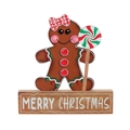 Weihnachts-Lebkuchenmädchen-Holzdeko für den Tisch mit Merry Christmas Sockel - Frohe Weihnachten Stil / Süßigkeiten Lebkuchenmann