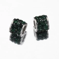 Green crystal pavé spacers in stainless steel cylinder beads for DIY jewelry making - 10pcs/Pack / Dark Green