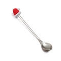 Stainless steel stirring spoon featuring a festive red and white Santa hat topper detail - Christmas Hat Spoon / Original Silver