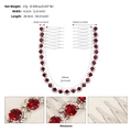 Silver bridal hair comb with red rhinestones and chain detail, size 26.5cm length - White K + Dark Red