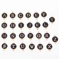 26-piece set of round black enamel A-Z letter charms with gold alloy frame for DIY crafts - Alphabet Set (DY147) / Set of 26 / Style 35 Double Loop Black