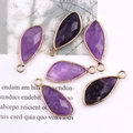 Colgantes de amatista púrpura tallada con bordes dorados para crear joyas personalizadas - Amatista
