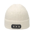 Berretto in maglia bianco crema con patch XXX per calore autunno-inverno - M (56-58cm) / Bianco Sporco