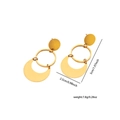 Golden titanium steel earrings featuring irregular round discs and crescent-shaped pendants - Linked Circle Semi-circle / Gold