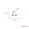Detail showing an 11mm silver cherry pendant with heart-shaped fruits and measurements - Heart-Shaped Fruit Cherry Style (6#)
