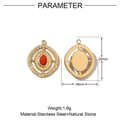 Detailed size parameter view of golden stainless steel pendant with red natural stone - VG611-Round Red Stone Pendant