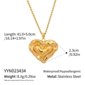 Détails du collier pendentif cœur doré avec dimensions et spécifications en acier inoxydable - Cœur à Facettes Géométriques (YYN023434)