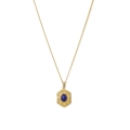 French retro 18K gold-plated necklace featuring an oval dark blue stone pendant - Retro Floral Lapis Lazuli(SN23090608)