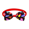 Dog and cat bowtie with colorful popsicle pattern on high-quality red grosgrain ribbon - Red Popsicle