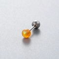 Titanium steel cartilage stud earring featuring orange opal bead and silver ball end - Yellow (OP28)