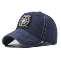 Berretto da baseball in cotone lavato blu navy con ricamo Marine e dettagli vintage - Regolabile / Marine Blu Navy