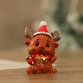 Cartoon brown Christmas deer resin figurine with red hat and scarf for home holiday decor - Christmas Reindeer