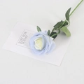 Artificial velvet rose flower in blue and white gradient finish for home wedding decor - Round Silk Ice Blue