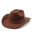 Chapeau de cowboy classique en feutre marron foncé avec bande cuir et boucle dorée - M (56-58cm) / Marron