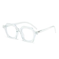 Stylish transparent polygonal sunglasses with blue light blocking lenses and metal hinges - Transparent Green Frame Anti Blue Light Lens