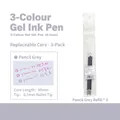 Three-pack 0.5mm bullet tip pen refills in pencil gray for multi-color gel pens - Gel Pen Refill (Pencil Gray)