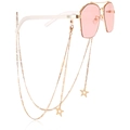 Rosa hexagonale Sonnenbrille mit Goldkette und hohlen fünfzackigen Sternanhängern - 3#-Hohlstern Stil