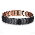 Men's titanium steel bracelet with double-row magnets in black and copper finish - Bracelet 8 (Black & Copper)