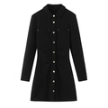 Elegante abito a camicia nero a maniche lunghe con bottoni argento e vestibilità slim - XS / Nero