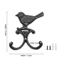 Antiker schwarzer Gusseisen-Vogelhaken mit Doppelhaken-Design für die Wanddekoration - Vogel Großer Doppelhaak 6707