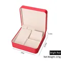 Vibrant red PU leather jewelry box with necklace hooks and ring slots in 14x13.5x5.5cm - Brilliant Red